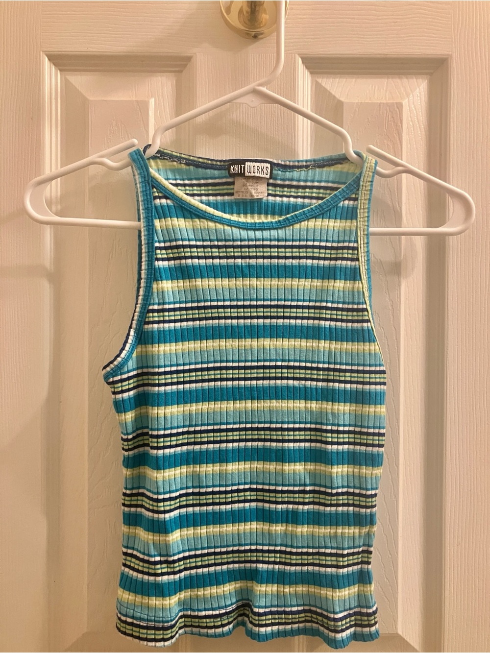 Knitworks Blue & Green Striped Tank Top